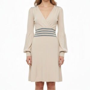 Kersh Sweater Dress Womens Medium Knit Wrap Front Long Sleeve Career Office Fall